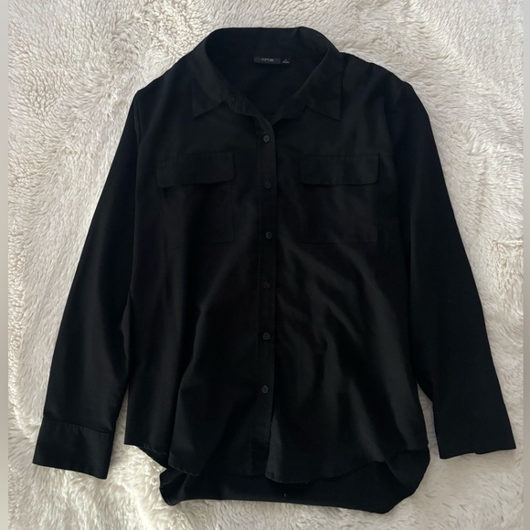 Apt. 9 - Black Lightweight Long Sleeve Button-Up Blouse - Picture 1 of 5